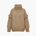 Women's Oversized Sweater with Turtleneck and Ribbed Knit
