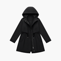 Women’s Trench Coat with Hood and Drawstring Waist