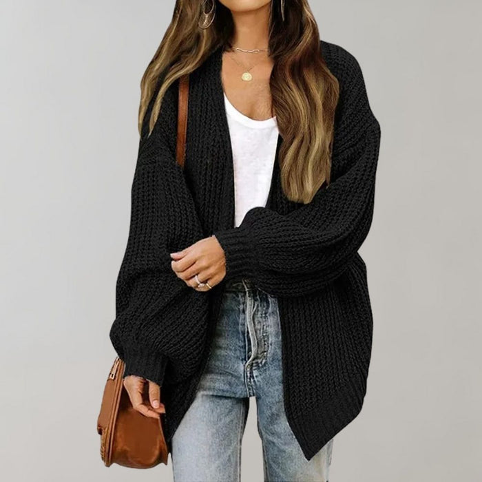 Women's Open-Front Knit Cardigan with Oversized Fit
