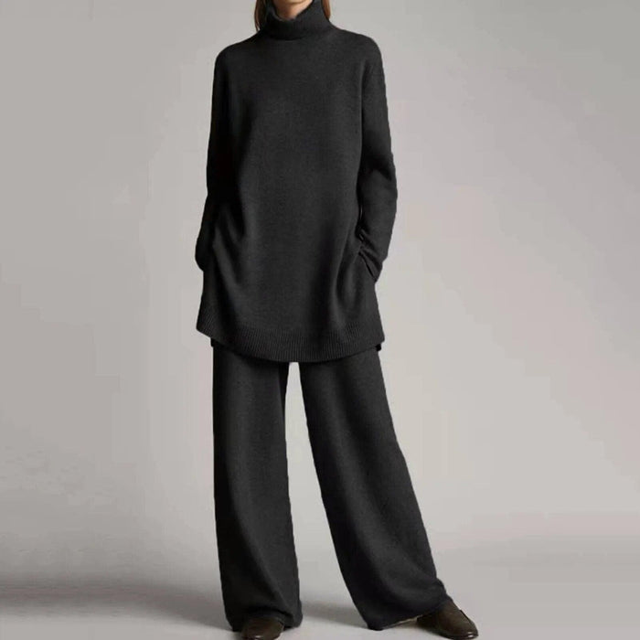 Women's Turtleneck Sweater and Wide-Leg Pants Set