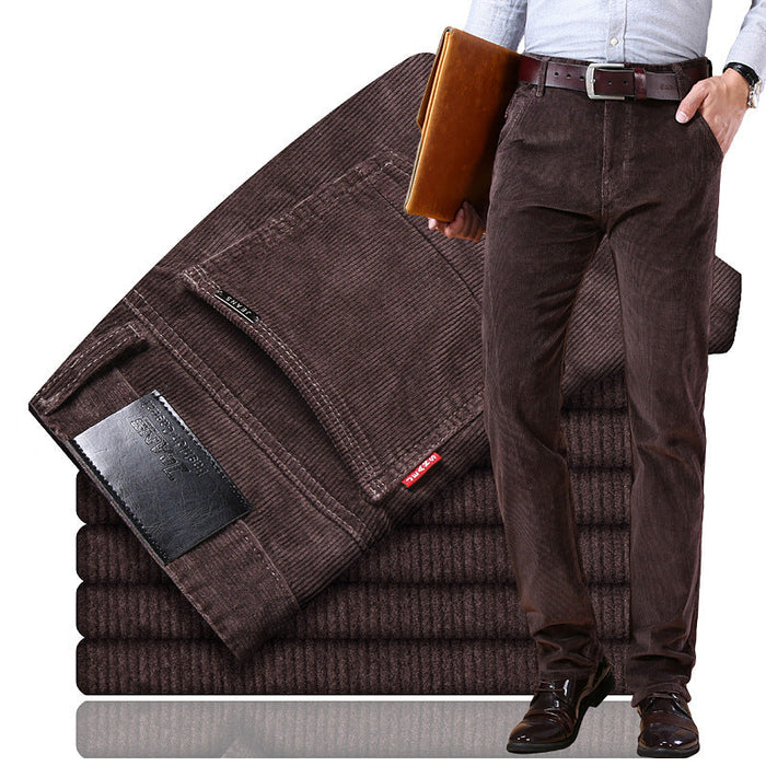 Men's Corduroy Stretch Pants Straight Leg for Business Casual
