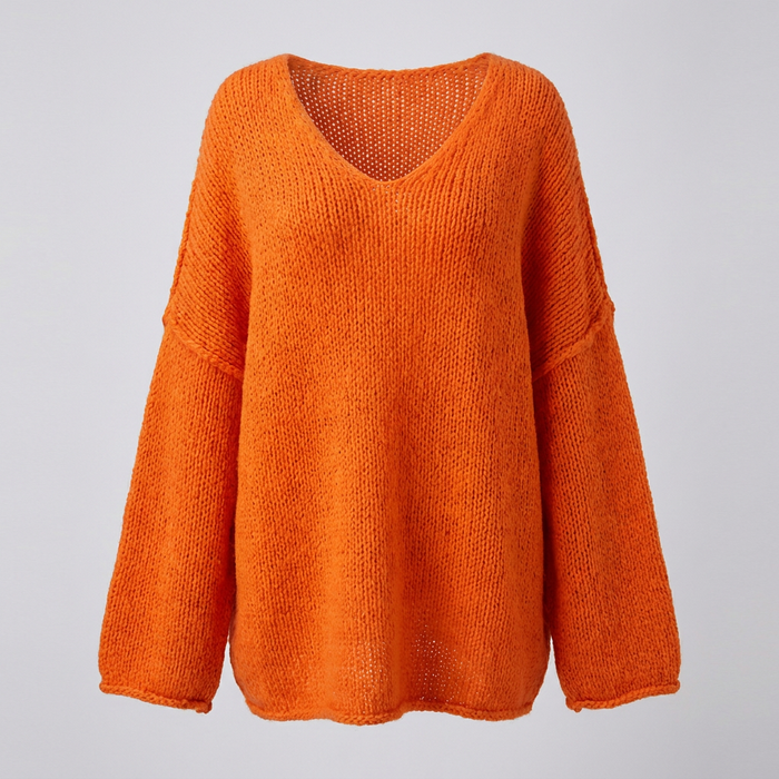 Women's Oversized V-Neck Sweater Long Sleeve Pullover